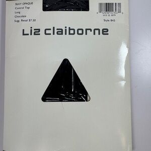 Liz Claiborne  Silky Opaque Control Top Pantyhose Size Long - Chocolate color